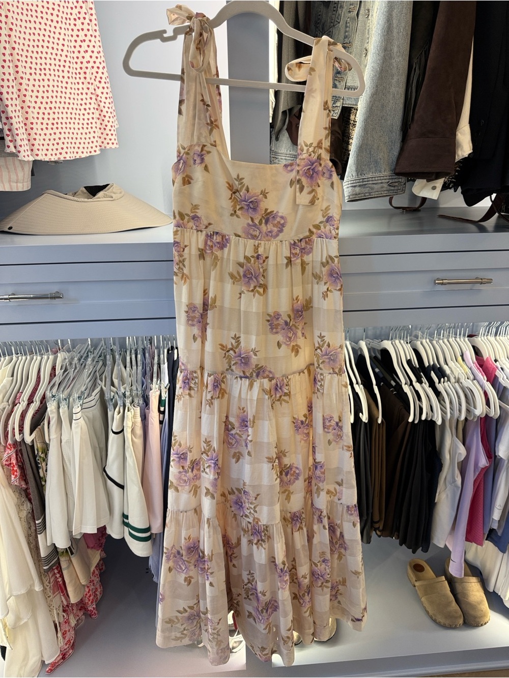 Zimmermann Cream Maxi Dress with Lavender Floral Print